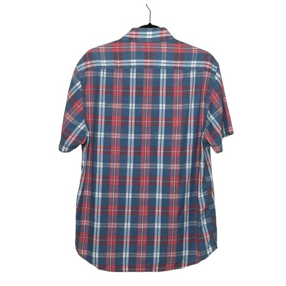 Faherty red blue plaid short sleeves buttoned casual shirt size M - Picture 6 of 8